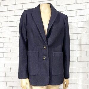 Boden Marylebone Navy Blue Wool Blend Two Button Blazer Jacket Size US 10R NEW